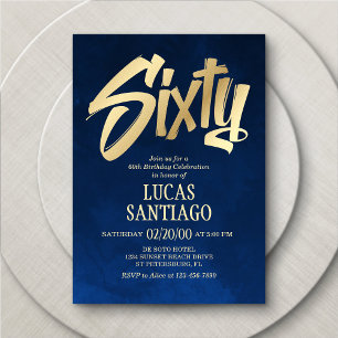 Mannen Navy Gold 60e verjaardag uitnodiging
