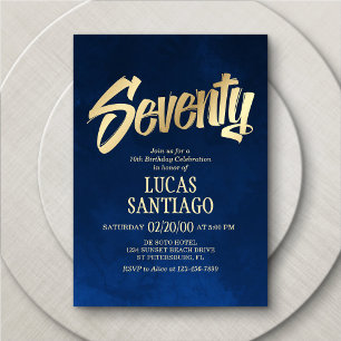 Mannen Navy Gold 70e verjaardag uitnodiging