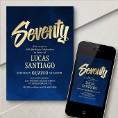 Mannen Navy Gold 70e verjaardag uitnodiging