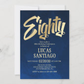 Mannen Navy Gold 80e verjaardag uitnodiging (Voorkant)