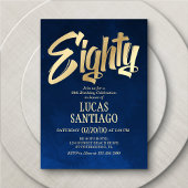 Mannen Navy Gold 80e verjaardag uitnodiging