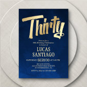 Mannen Navy Gold uitnodiging voor 30e verjaardag