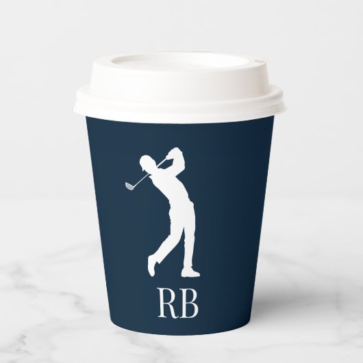 Mannen Navy Monogram Papieren Bekers (Voorkant)