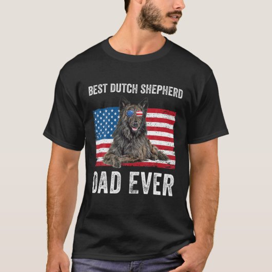 Mannen Nederlands Shepherd Dad American Flag Honde T-shirt (Voorkant)