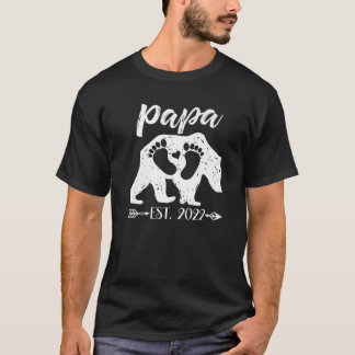 Mannen Nieuw Papa Papa opa Beer Est 2022 Baby Anno T-shirt