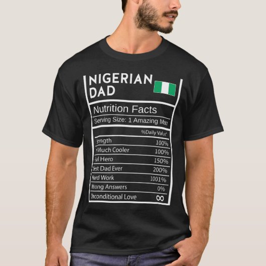 Mannen Nigeriaanse Papa Voeding Feiten Nationale P T-shirt (Voorkant)