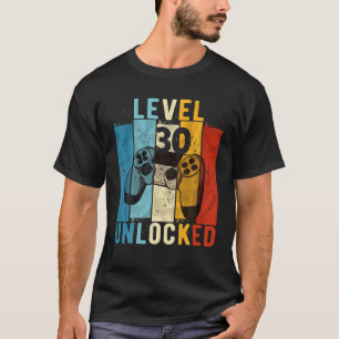 Mannen niveau 30 ontgrendelde video gamer 30 jaar t-shirt