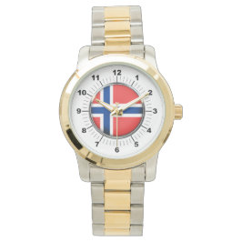Mannen Noorwegen Vlag Oversized Two-Tone Watch Horloge