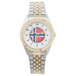 Mannen Noorwegen Vlag Two-Tone Armband horloge