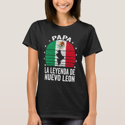 Mannen Nuevo Leon Papa Mexicaans Papa Nuevo Leon V T-shirt (Voorkant)