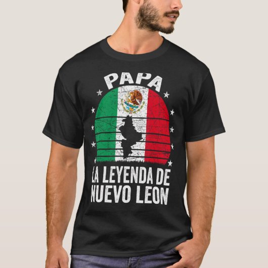 Mannen Nuevo Leon Papa Mexicaans Papa Nuevo Leon V T-shirt (Voorkant)
