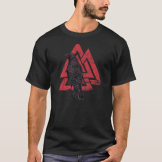 Mannen Odins Viking Raven Norse Mythology Symbol V T-shirt