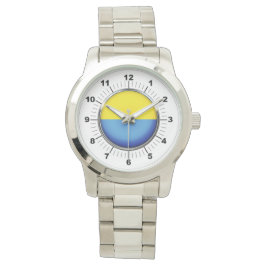 Mannen Oekraïne vlag Oversized zilveren armband ho Horloge