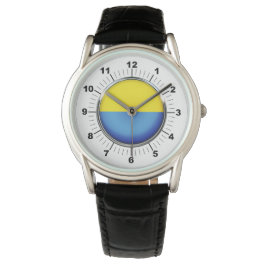 Mannen Oekraïne vlag Zwart lederen riem horloge