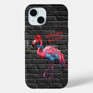 Mannen officieel gepensioneerde Dapper Flamingo Pe iPhone 15 Case