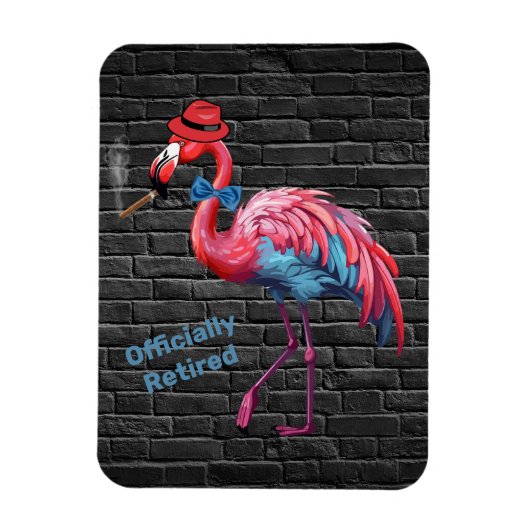 Mannen officieel gepensioneerde Dapper Flamingo Pe Magneet (Verticaal)