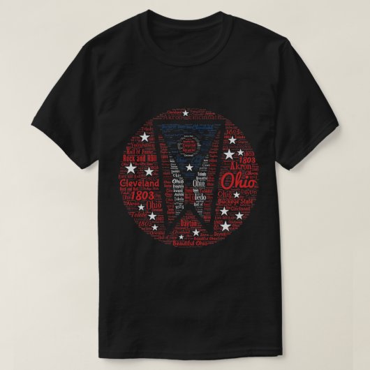 Mannen Ohio Word Art Donker T-shirt (Design voorkant)