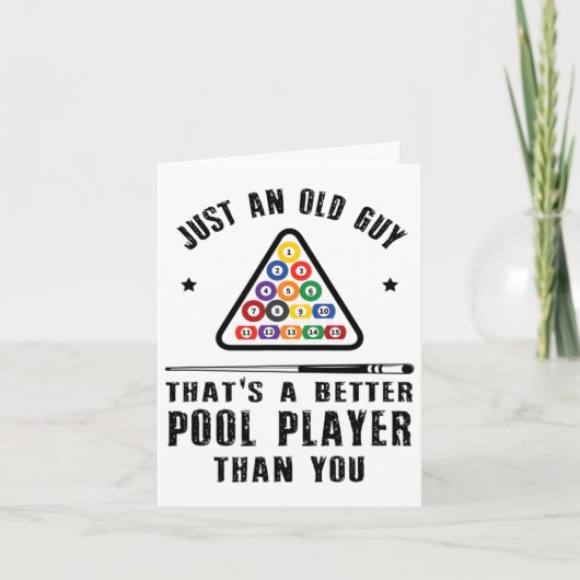 Mannen Old Guy Pool Player Gift voor oudere biljar Kaart (Voorkant)
