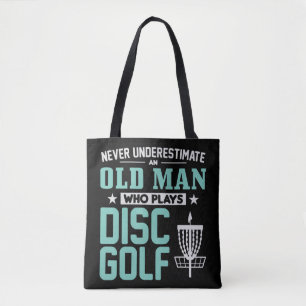 Mannen onderschatten nooit een oud Man dat Voll sp Tote Bag