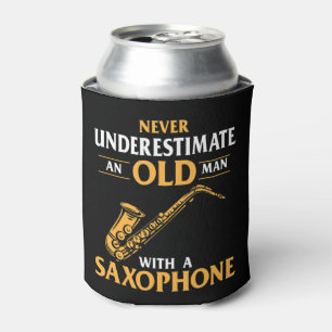 Mannen onderschatten nooit een oud Man met een sax Blikjeskoeler