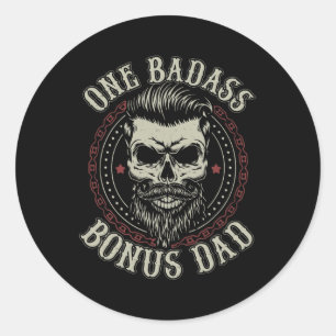 Mannen One Badass Bonus Pap Birthday Stap Pap Ronde Sticker