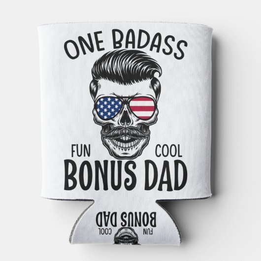 Mannen One Badass Bonus Stap Dad Funny Gift Birthd Blikjeskoeler (Achterkant)