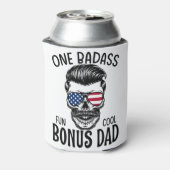 Mannen One Badass Bonus Stap Dad Funny Gift Birthd Blikjeskoeler (Blikje Achterkant)