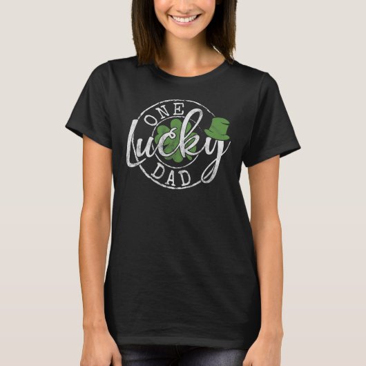 Mannen one Lucky Dad Funny Father Irish Clovers St T-shirt (Voorkant)