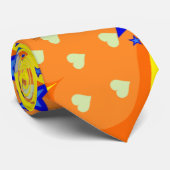 Mannen Ontwerper Stropdassen Geel Oranje Harten Zw (Opgerold)
