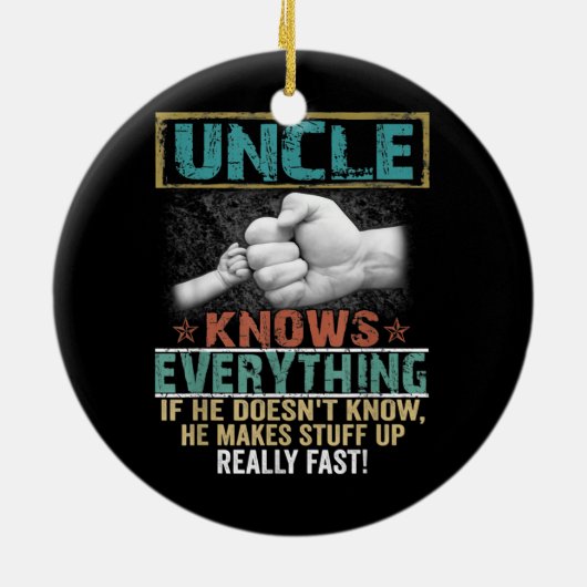 Mannen oom kent alles grappige oom vaders keramisch ornament (Achterkant)