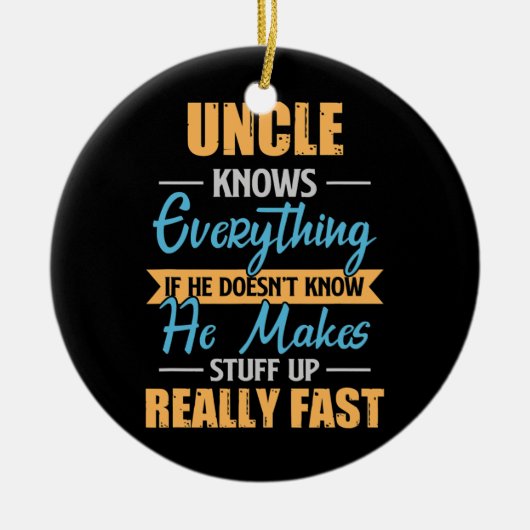 Mannen oom kent alles wat grappig is keramisch ornament (Voorkant)