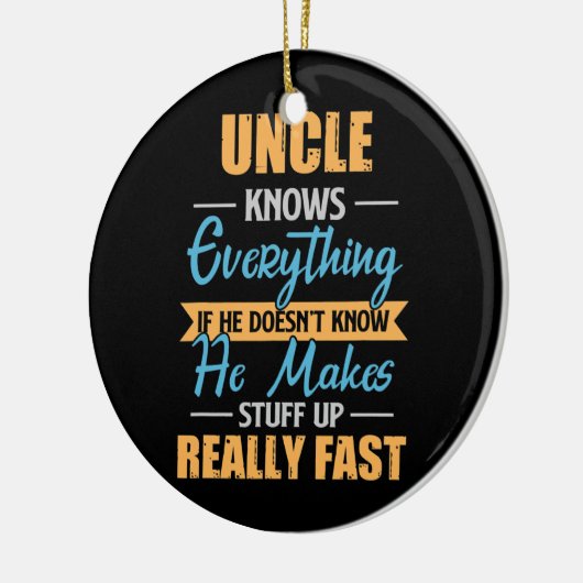 Mannen oom kent alles wat grappig is keramisch ornament (Links)