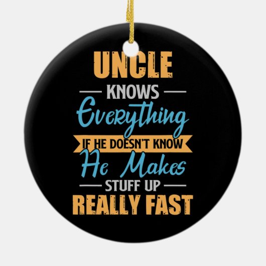 Mannen oom kent alles wat grappig is keramisch ornament (Achterkant)