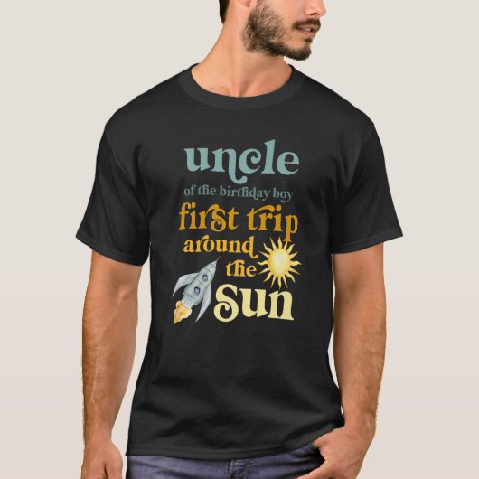 Mannen oom Outer Space 1st verjaardag eerste reis T-shirt (Voorkant)