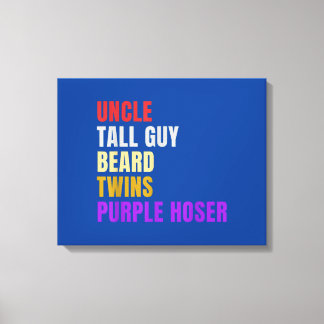 Mannen oom Tall Guy Beard Twins Paarse Hoser Canvas Afdruk