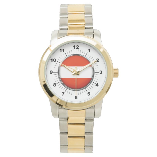 Mannen Oostenrijk Vlag Oversized Two-Tone Horloge (Voorkant)