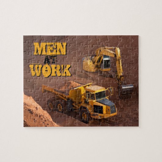Mannen op de Digger van het Werk en de Dump Truck Legpuzzel (Horizontaal)