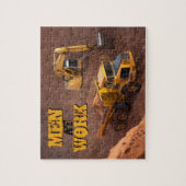 Mannen op de Digger van het Werk en de Dump Truck Legpuzzel (Verticaal)