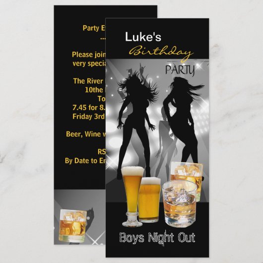 Mannen op feestdag jongens op nacht, lang 2 kaart (Voorkant / Achterkant)