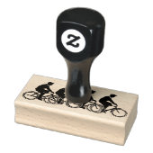 Mannen op fietsen rubberstempel (Stempel)