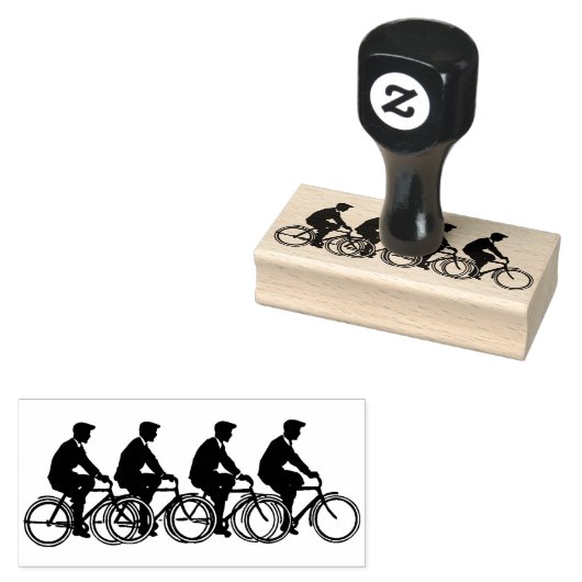 Mannen op fietsen rubberstempel (Gestempeld)