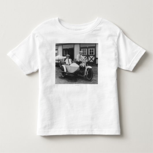 Mannen op Harley Davidson-motorfiets met Sidecar Kinder Shirts (Voorkant)