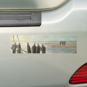 Mannen op het strand (gevaarlijk werk bij lage tem bumpersticker (Op auto)