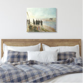 Mannen op het strand (gevaarlijk werk bij lage tem canvas afdruk (Insitu (Slaapkamer))