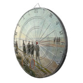 Mannen op het strand (gevaarlijk werk bij lage tem dartbord (Voorkant Rechts)