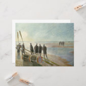 Mannen op het strand (gevaarlijk werk bij lage tem kaart (Voorkant / Achterkant in situ)