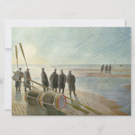 Mannen op het strand (gevaarlijk werk bij lage tem kaart