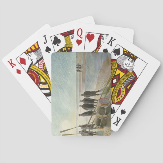 Mannen op het strand (gevaarlijk werk bij lage tem pokerkaarten (Achterkant)