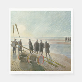 Mannen op het strand (gevaarlijk werk bij lage tem servet