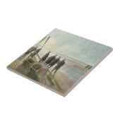 Mannen op het strand (gevaarlijk werk bij lage tem tegeltje (Zijkant)